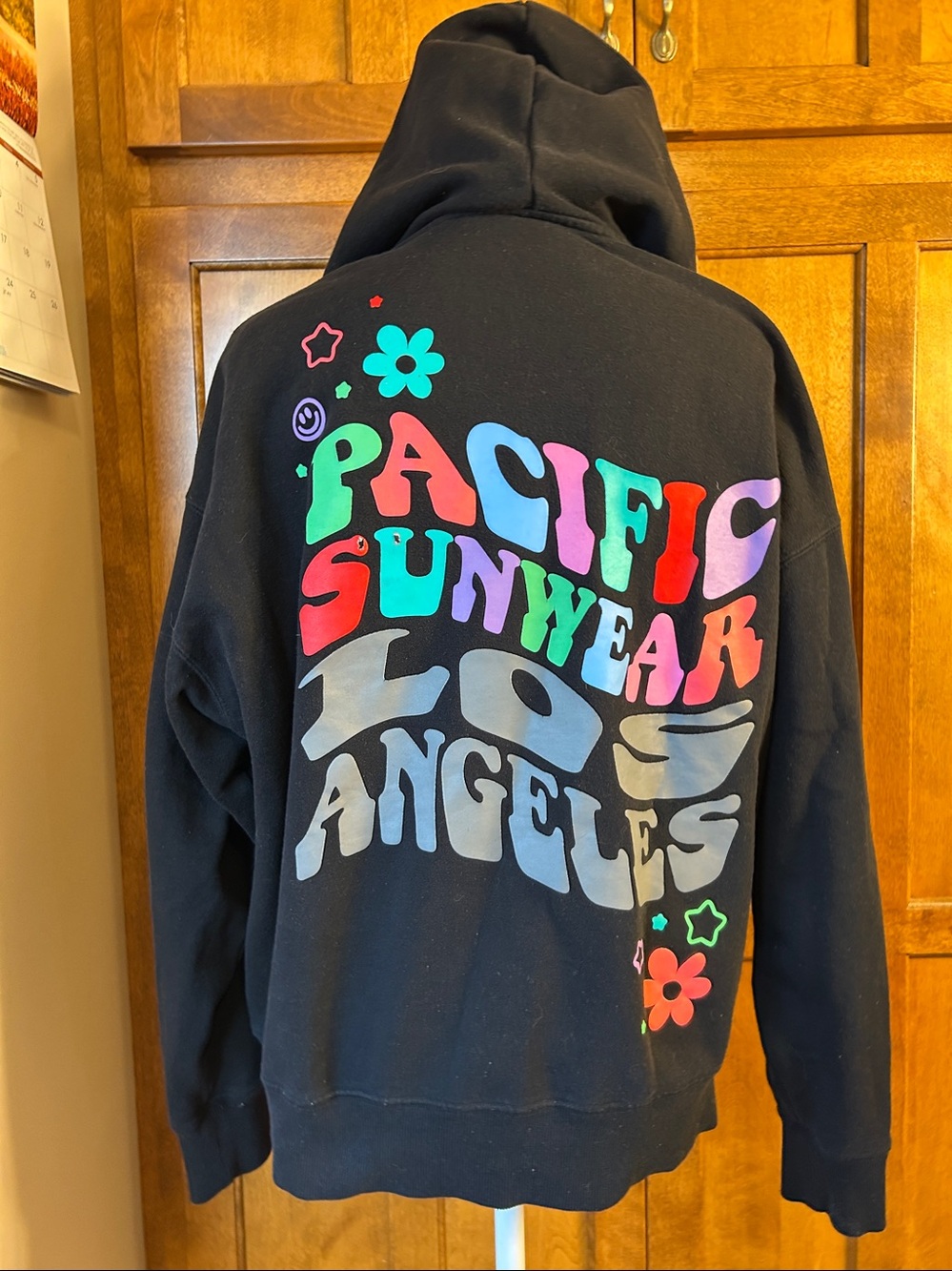 Pacsun Sun Spectrum PAC Oversized JA Los Angeles Black Flower Zip Up Hoodie. Sz